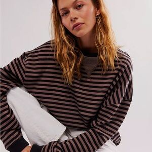 Free People Striped Camden in brown and black in size Small